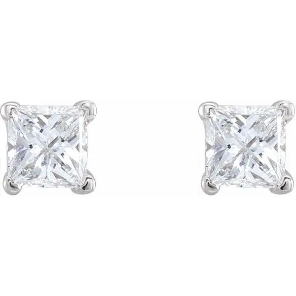 Square 4-Prong V-End Scroll Setting® Stud Earrings Image 2 Henry B. Ball Jewelers Canton, OH