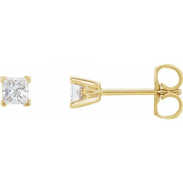 Square 4-Prong V-End Scroll Setting® Stud Earrings Arlene's Fine Jewelry Vidalia, GA