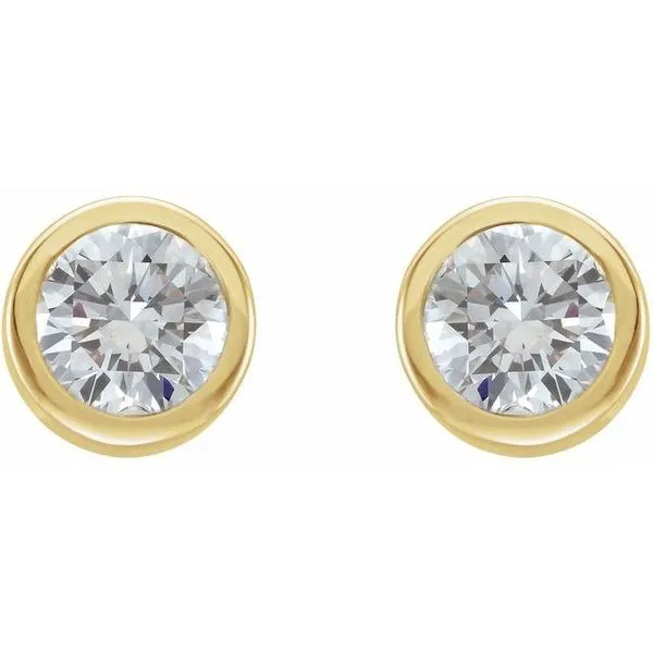 Round Bezel-Set Birthstone Stud Earrings Image 2 James Wolf Jewelers Mason, OH