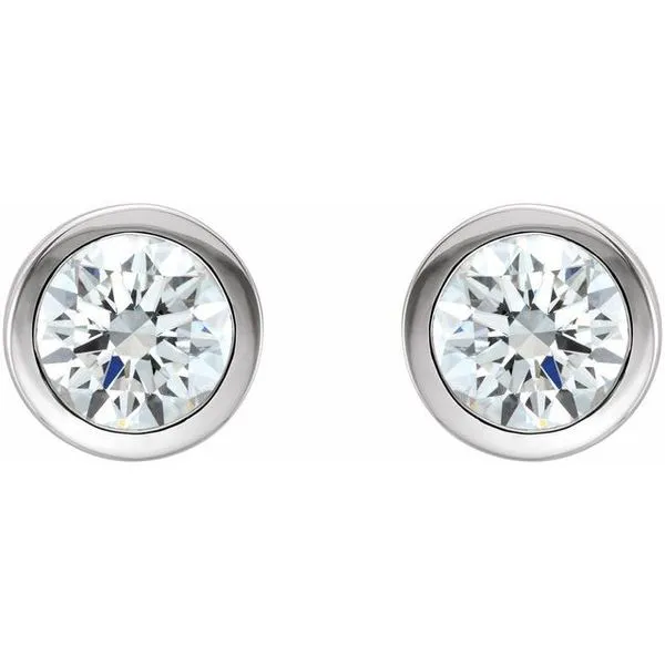 Round Bezel-Set Birthstone Stud Earrings Image 2 Jerald Jewelers Latrobe, PA