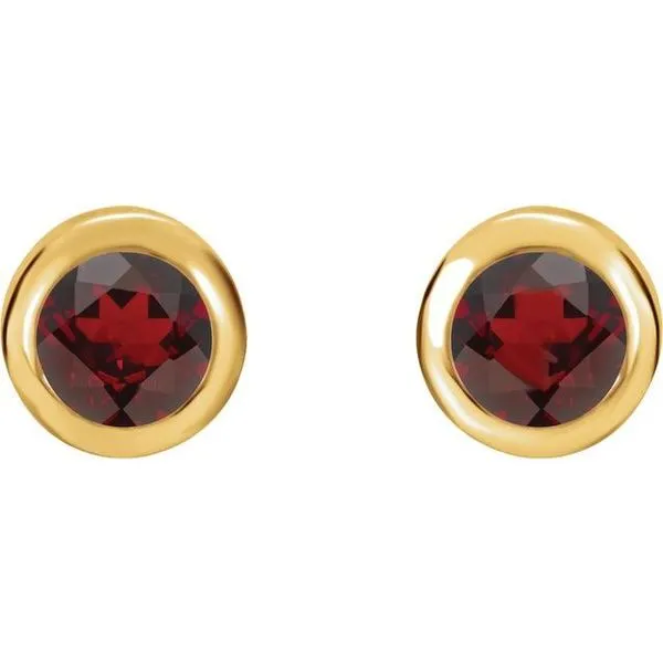 Round Bezel-Set Birthstone Stud Earrings Image 2 Comstock Jewelers Edmonds, WA
