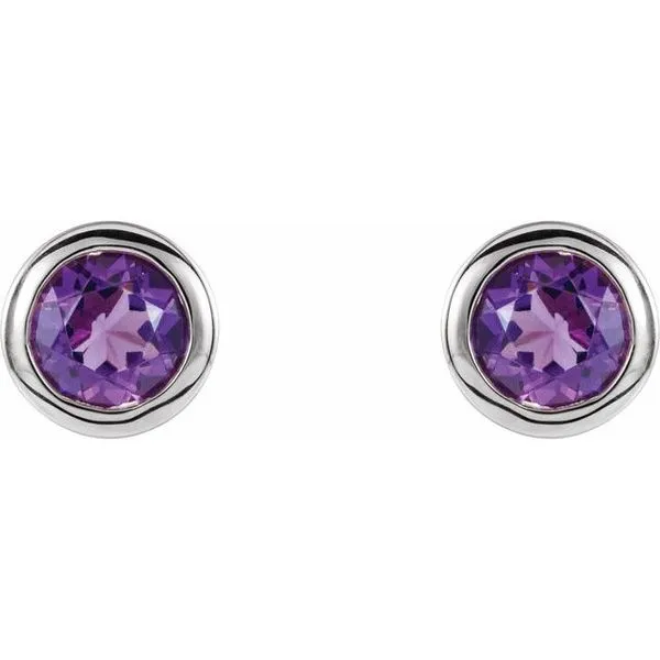 Round Bezel-Set Birthstone Stud Earrings Image 2 D'Errico Jewelry Scarsdale, NY