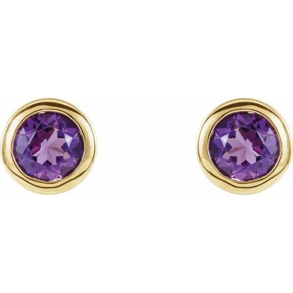 Round Bezel-Set Birthstone Stud Earrings Image 2 Boyd Jewelers Wesley Chapel, FL