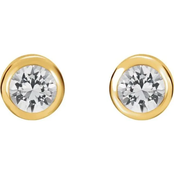 Round Bezel-Set Birthstone Stud Earrings Image 2 Linwood Custom Jewelers Linwood, NJ