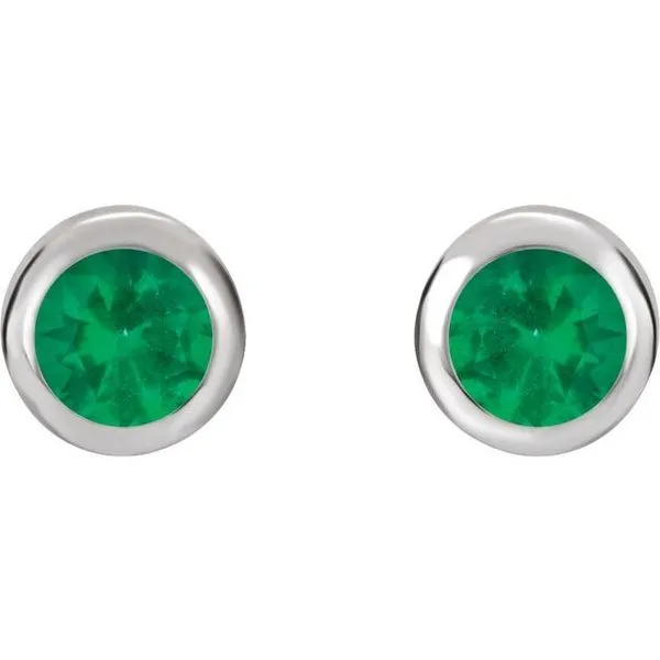 Round Bezel-Set Birthstone Stud Earrings Image 2 James Wolf Jewelers Mason, OH
