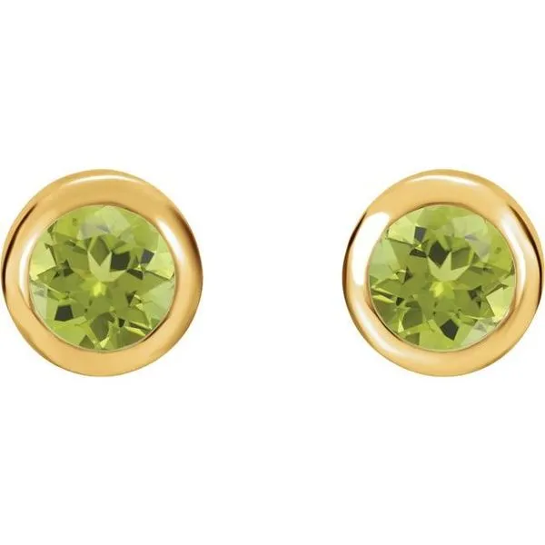 Round Bezel-Set Birthstone Stud Earrings Image 2 James Wolf Jewelers Mason, OH
