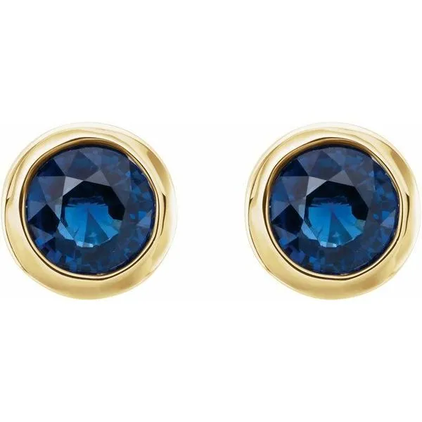 Round Bezel-Set Birthstone Stud Earrings Image 2 Milan's Jewelry Inc Sarasota, FL