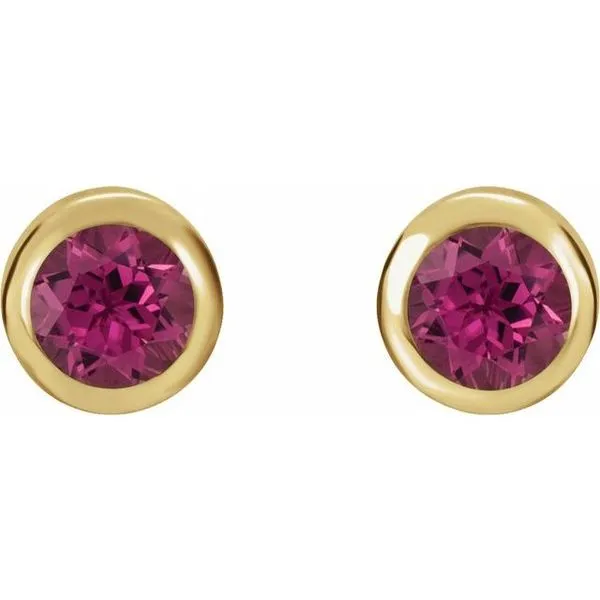 Round Bezel-Set Birthstone Stud Earrings Image 2 Comstock Jewelers Edmonds, WA