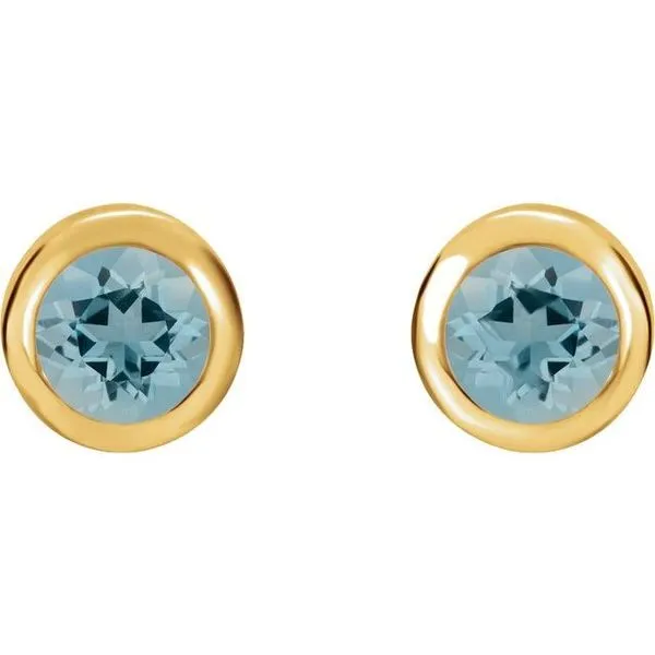 Round Bezel-Set Birthstone Stud Earrings Image 2 Milan's Jewelry Inc Sarasota, FL