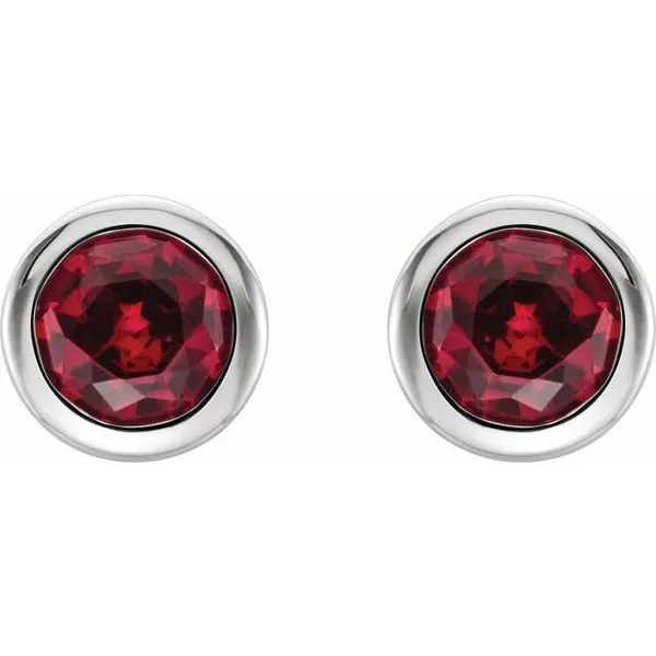 Round Bezel-Set Birthstone Stud Earrings Image 2 Milan's Jewelry Inc Sarasota, FL
