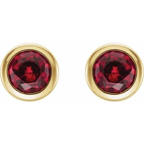 Round Bezel-Set Birthstone Stud Earrings Image 2 D'Errico Jewelry Scarsdale, NY