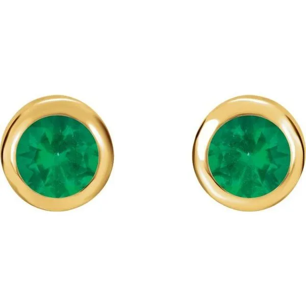 Round Bezel-Set Birthstone Stud Earrings Image 2 Linwood Custom Jewelers Linwood, NJ