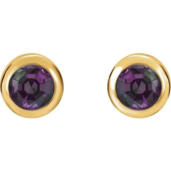 Round Bezel-Set Birthstone Stud Earrings Image 2 Michael's Jewelry North Wilkesboro, NC