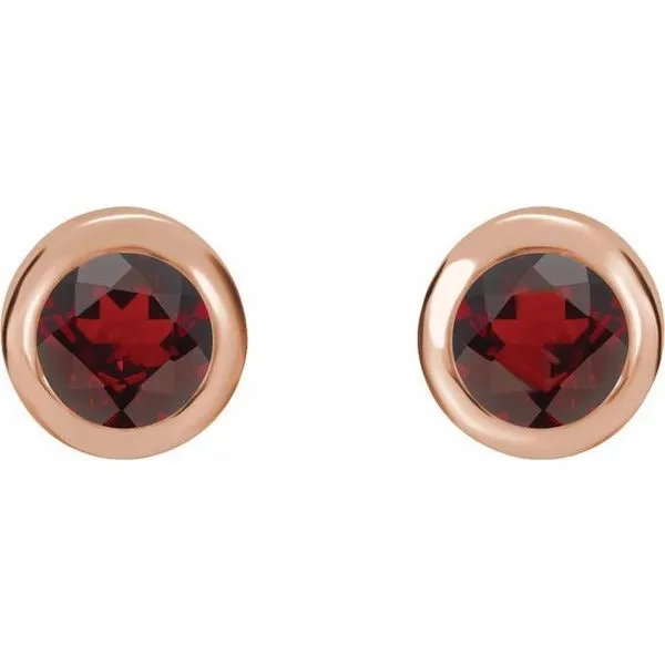 Round Bezel-Set Birthstone Stud Earrings Image 2 Boyd Jewelers Wesley Chapel, FL