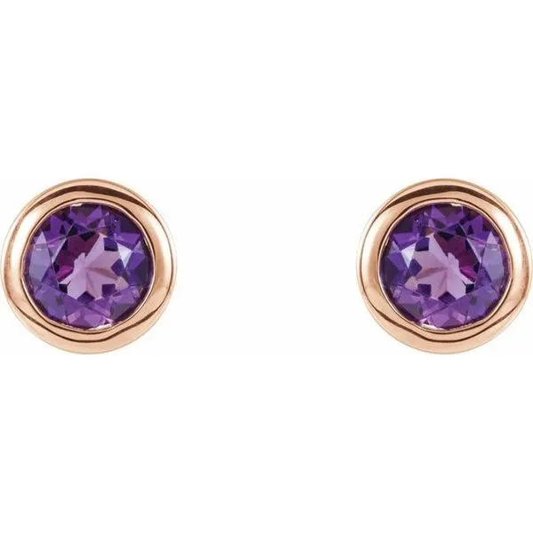 Round Bezel-Set Birthstone Stud Earrings Image 2 The Diamond Shop, Inc. Lewiston, ID
