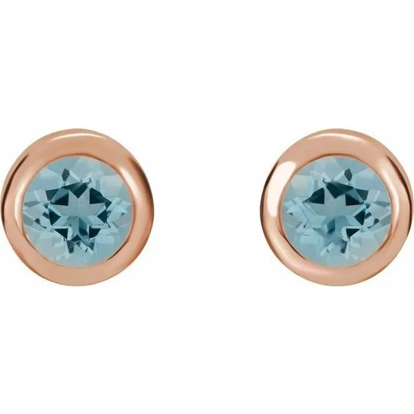 Round Bezel-Set Birthstone Stud Earrings Image 2 Michael's Jewelry North Wilkesboro, NC