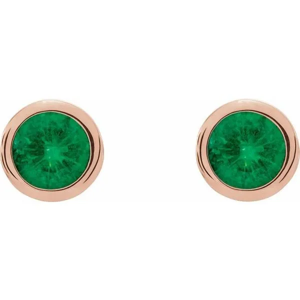Round Bezel-Set Birthstone Stud Earrings Image 2 James Wolf Jewelers Mason, OH