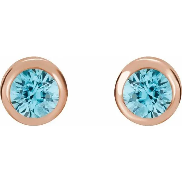 Round Bezel-Set Birthstone Stud Earrings Image 2 Comstock Jewelers Edmonds, WA