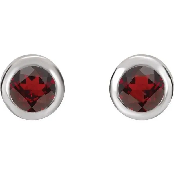 Round Bezel-Set Birthstone Stud Earrings Image 2 Graham Jewelers Wayzata, MN