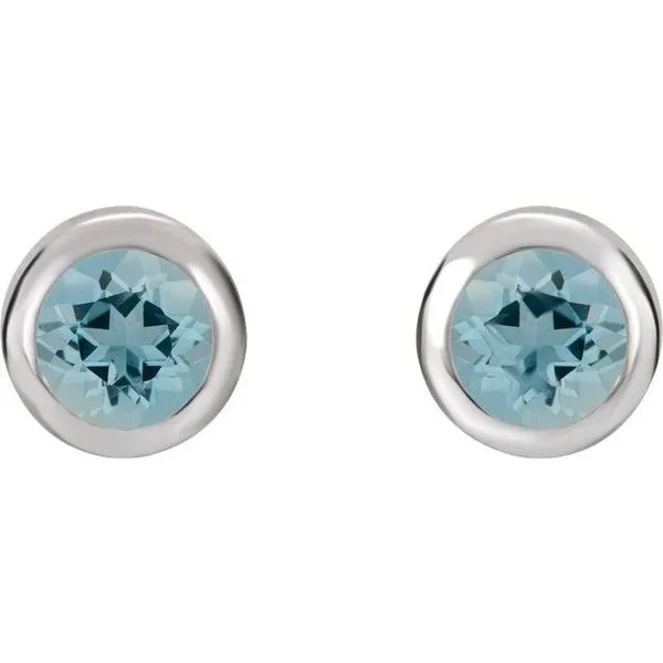 Round Bezel-Set Birthstone Stud Earrings Image 2 James Wolf Jewelers Mason, OH