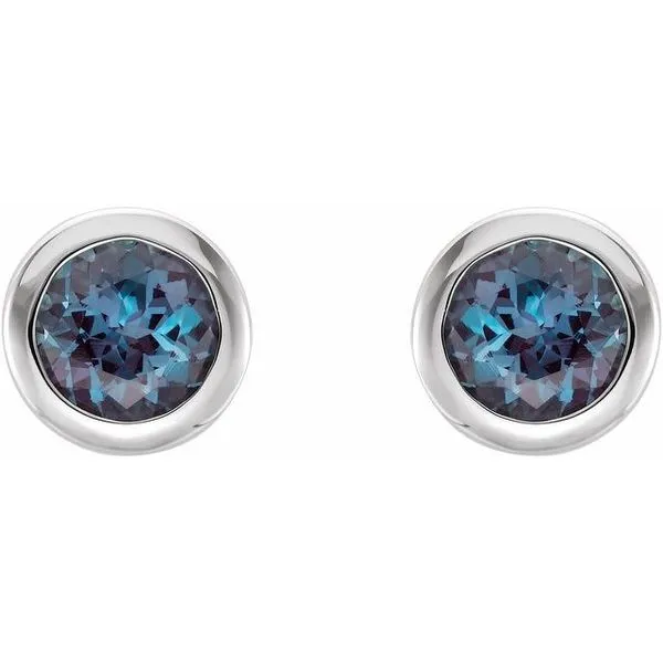 Round Bezel-Set Birthstone Stud Earrings Image 2 The Diamond Shop, Inc. Lewiston, ID