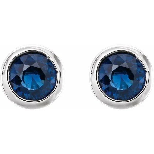 Round Bezel-Set Birthstone Stud Earrings Image 2 Michael's Jewelry North Wilkesboro, NC