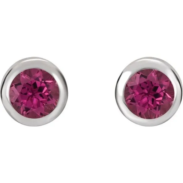 Round Bezel-Set Birthstone Stud Earrings Image 2 Moseley Diamond Showcase Inc Lexington, SC