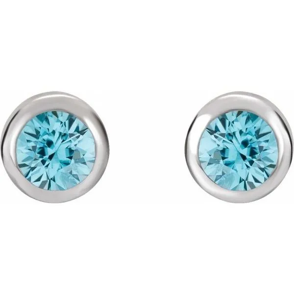 Round Bezel-Set Birthstone Stud Earrings Image 2 Henry B. Ball Jewelers Canton, OH