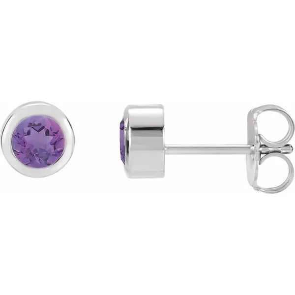 Round Bezel-Set Birthstone Stud Earrings Mendham Jewelers Mendham, NJ