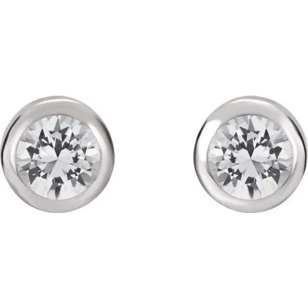 Round Bezel-Set Birthstone Stud Earrings Image 2 James Wolf Jewelers Mason, OH