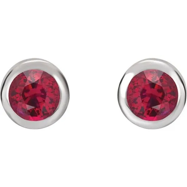 Round Bezel-Set Birthstone Stud Earrings Image 2 Henry B. Ball Jewelers Canton, OH
