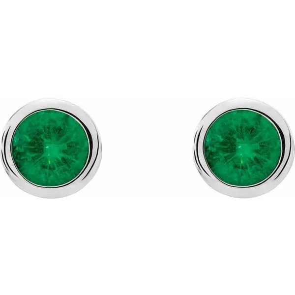 Round Bezel-Set Birthstone Stud Earrings Image 2 Comstock Jewelers Edmonds, WA