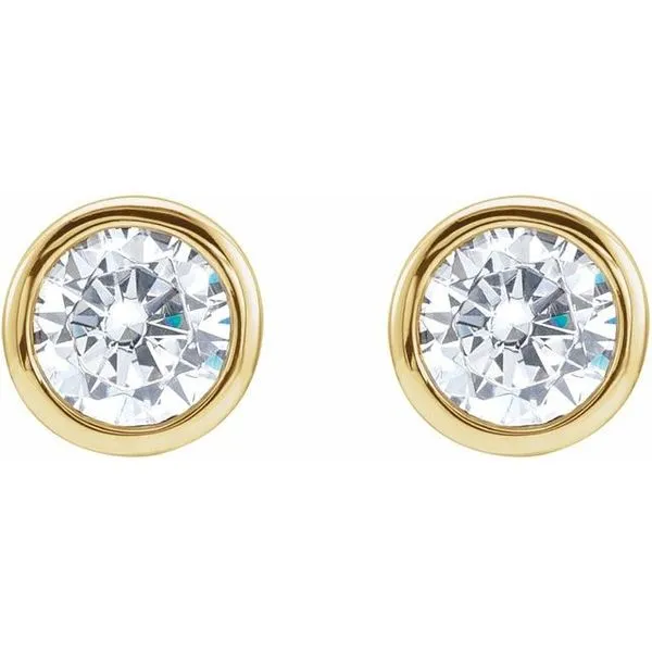 Solitaire Bezel-Set Stud Earrings Image 2 Delfine's Jewelry Charleston, WV