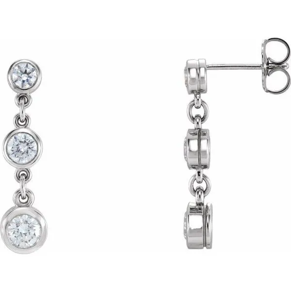 Three-Stone Bezel-Set Earrings Hopman Jewelers Elkhart, IN