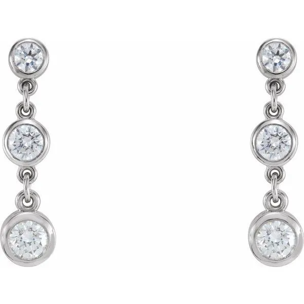 Three-Stone Bezel-Set Earrings Image 2 Mendham Jewelers Mendham, NJ