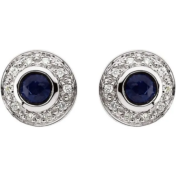 Bezel-Set Halo-Style Earrings Image 2 Blue Heron Jewelry Company Poulsbo, WA