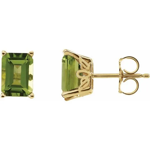 Emerald 4-Prong Scroll Setting® Stud Earring John E. Koller Jewelry Designs owasso, OK