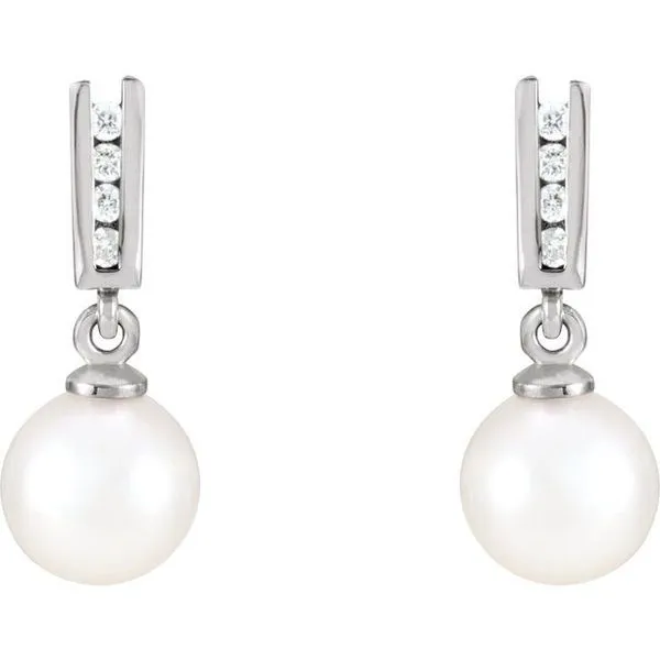 Accented Pearl Earrings Image 2 James Wolf Jewelers Mason, OH