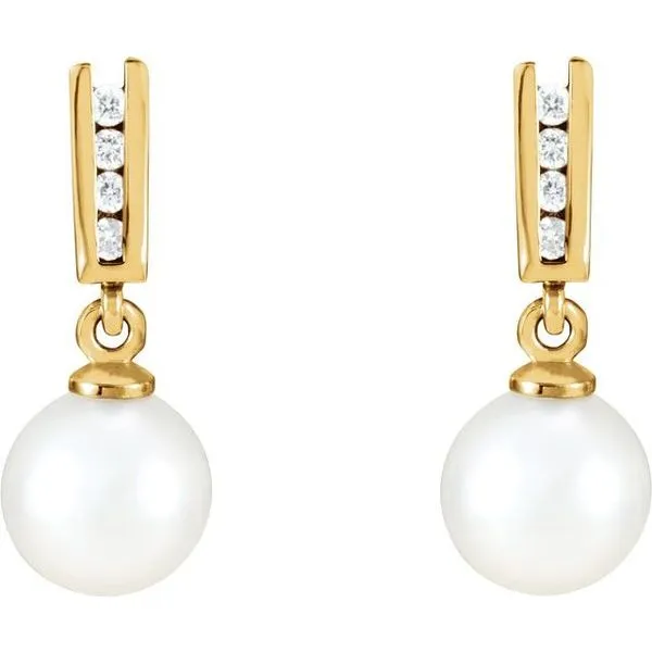 Accented Pearl Earrings Image 2 Henry B. Ball Jewelers Canton, OH