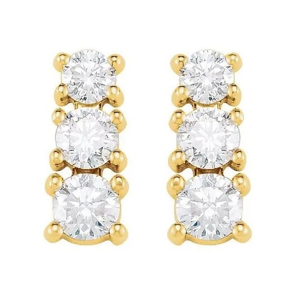 Graduated Three-Stone Earrings Image 2 Hopman Jewelers Elkhart, IN