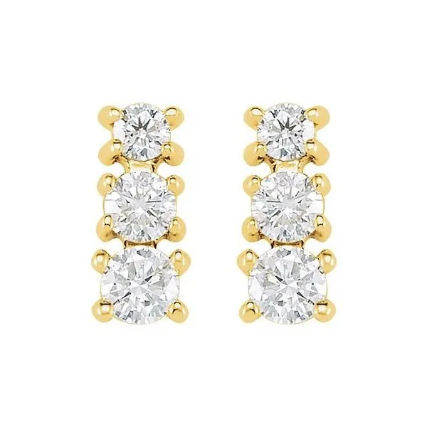 Graduated Three-Stone Earrings Image 2 James Wolf Jewelers Mason, OH