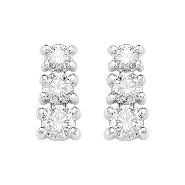 Graduated Three-Stone Earrings Image 2 James Wolf Jewelers Mason, OH