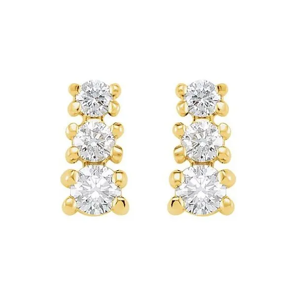 Graduated Three-Stone Earrings Image 2 James Wolf Jewelers Mason, OH