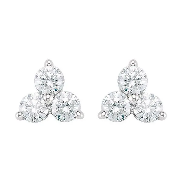 Three-Stone Cluster Earrings Image 2 James Wolf Jewelers Mason, OH