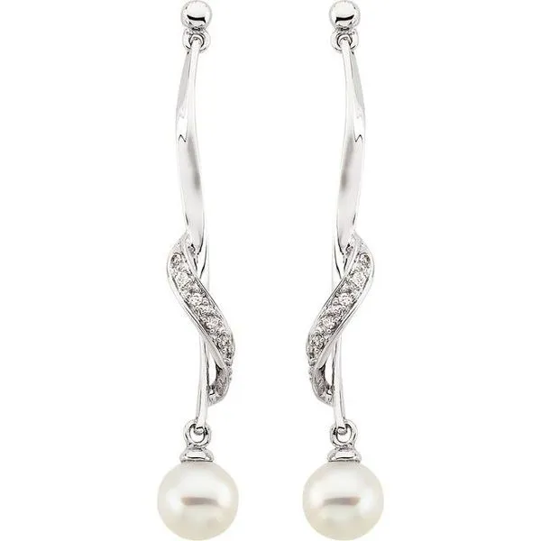 Accented Pearl Earrings Image 2 Mendham Jewelers Mendham, NJ