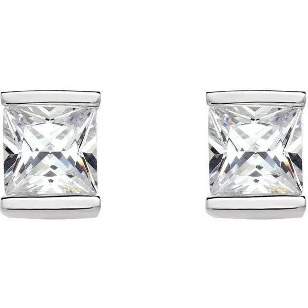 Square Channel-Set Stud Earrings Image 2 D'Errico Jewelry Scarsdale, NY