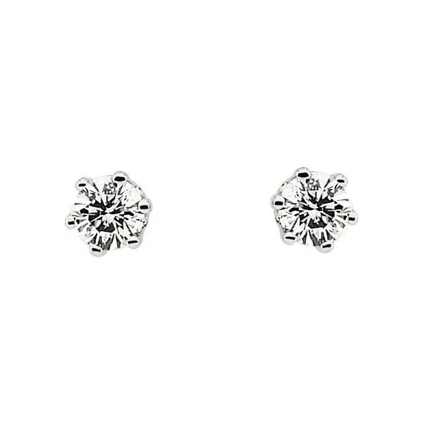 Round 6-Prong Stud Earrings Image 2 James Wolf Jewelers Mason, OH