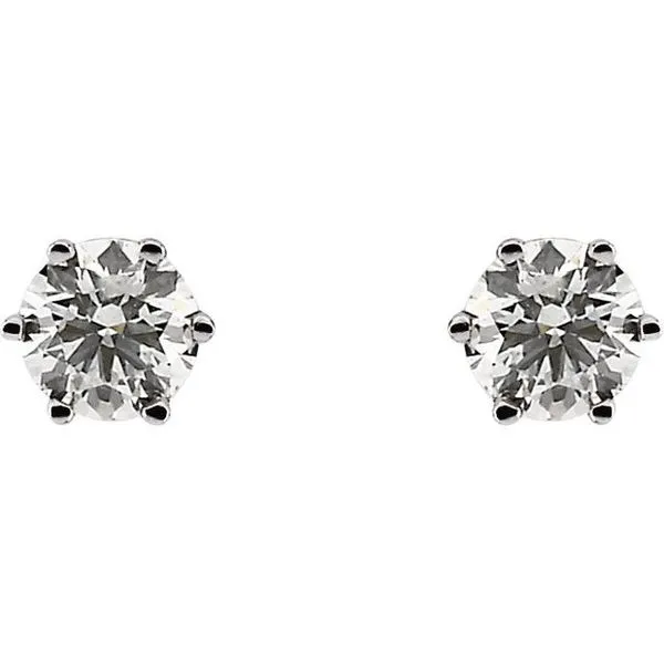 Round 6-Prong Stud Earrings Image 2 Becky Beck's Jewelry DeKalb, IL