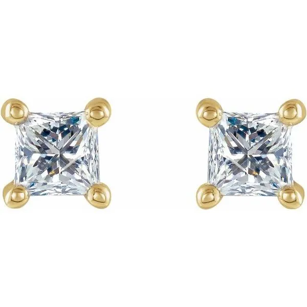 Square 4-Prong Stud Earrings Image 2 Becky Beck's Jewelry DeKalb, IL