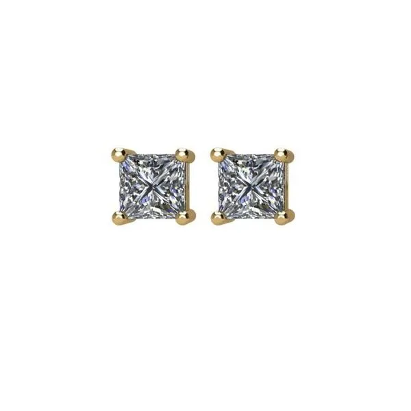 Square 4-Prong Stud Earrings Image 2 Henry B. Ball Jewelers Canton, OH